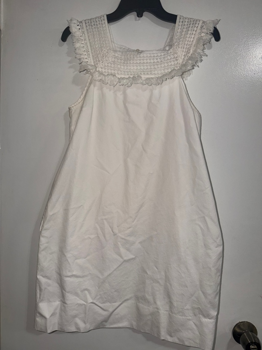 Madewell White Crochet Yoke Sleeveless Top